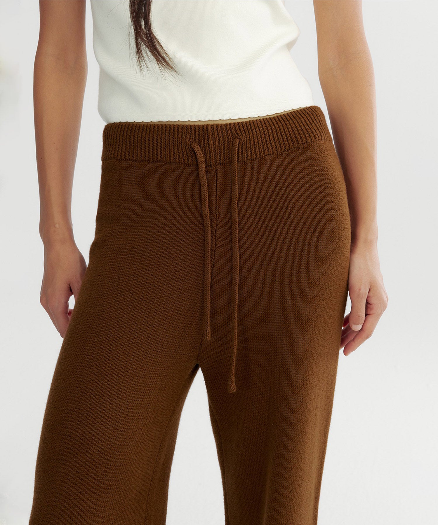 カシミヤブレンド ワイドニットパンツ