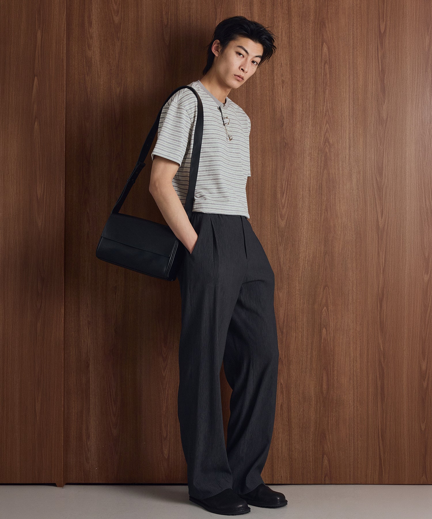 Kinoshita シアサッカーセミワイドパンツ