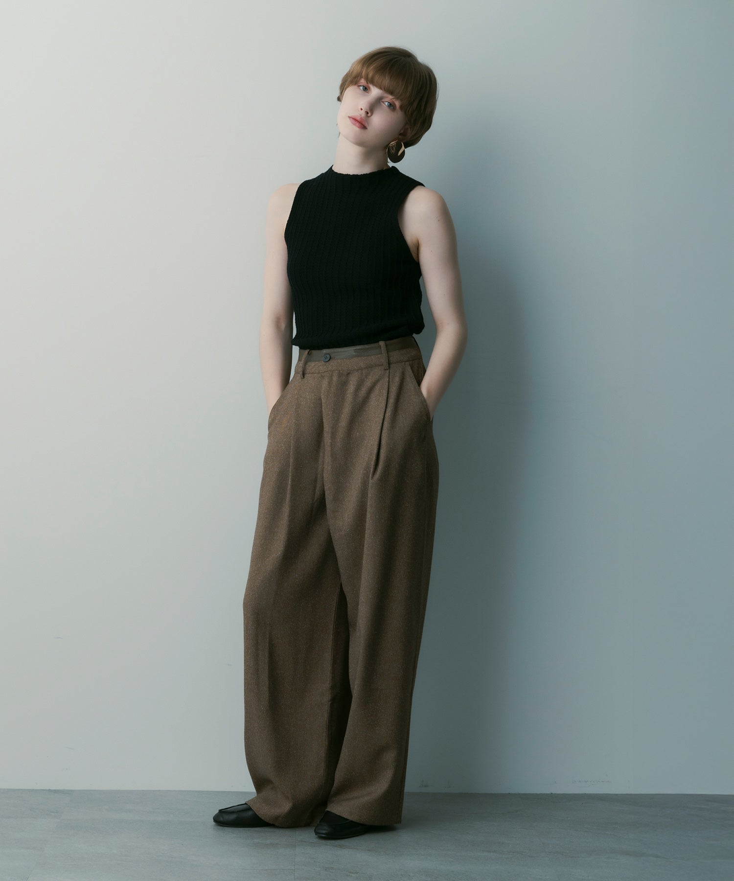 ジップデザイン ニットトップス