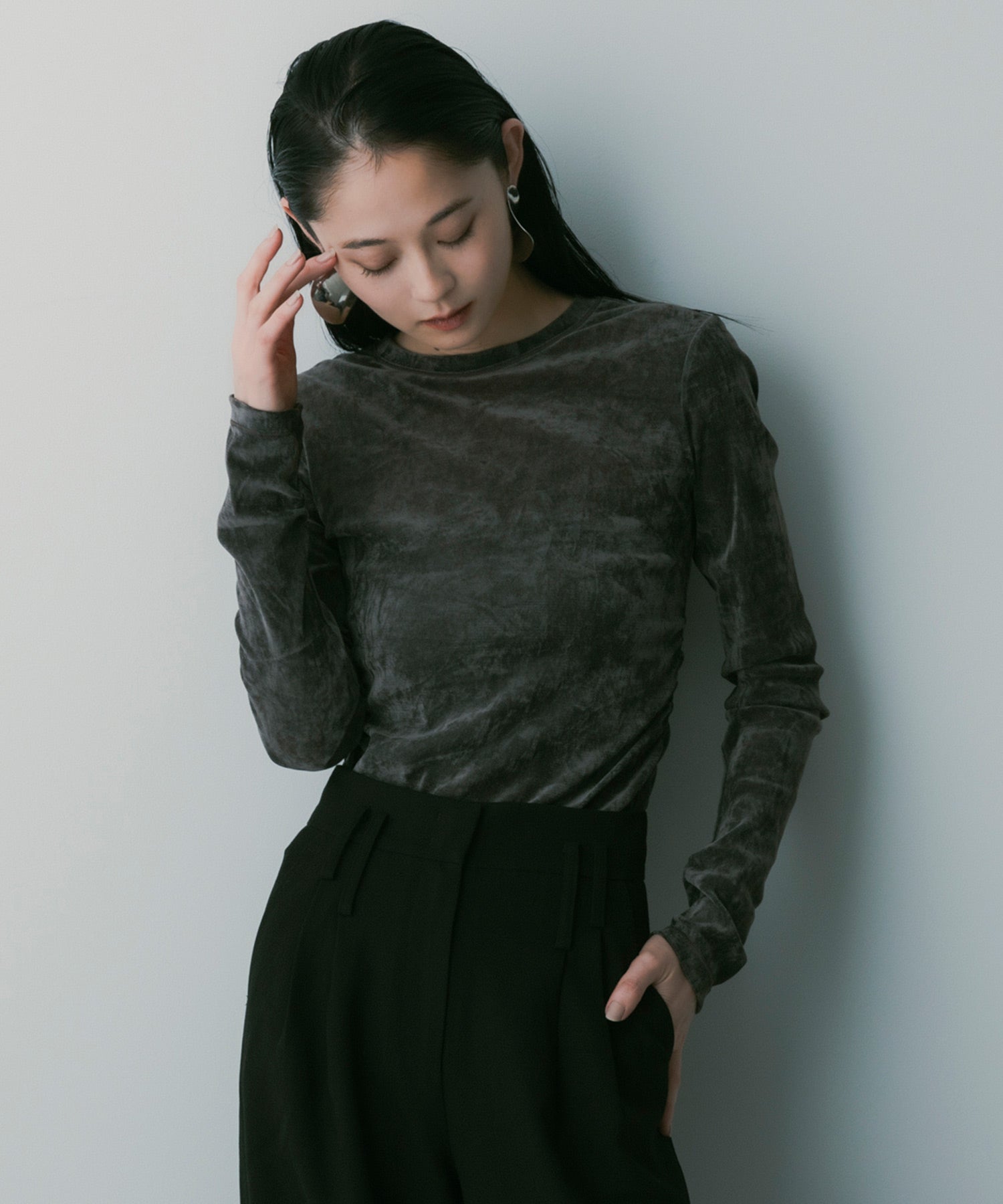 ロングスリーブ シアーベロアカットソー