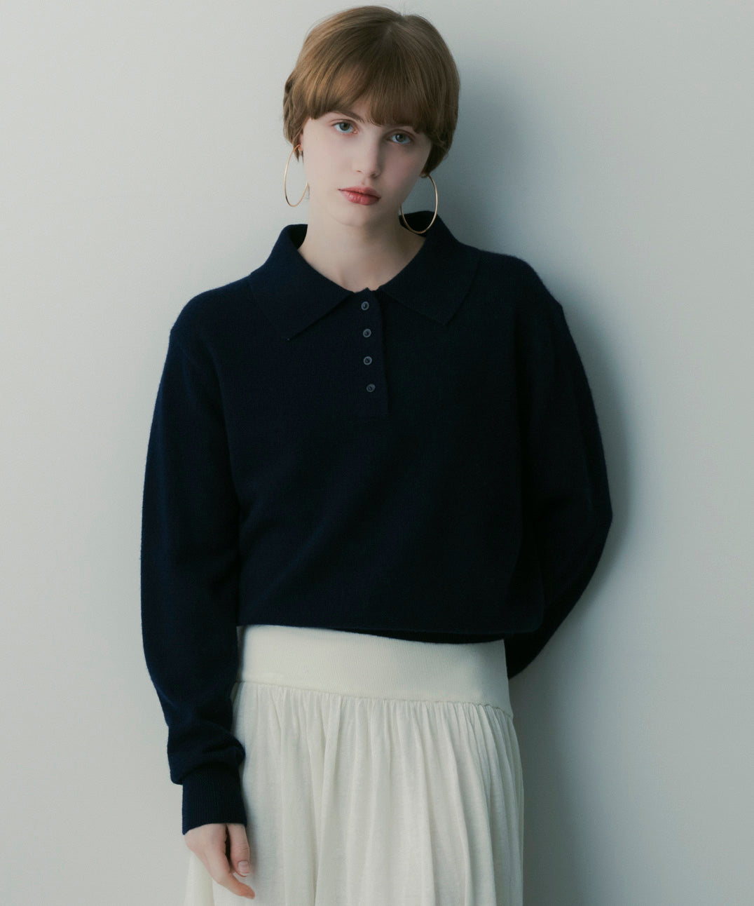 ウールポロカラーニット